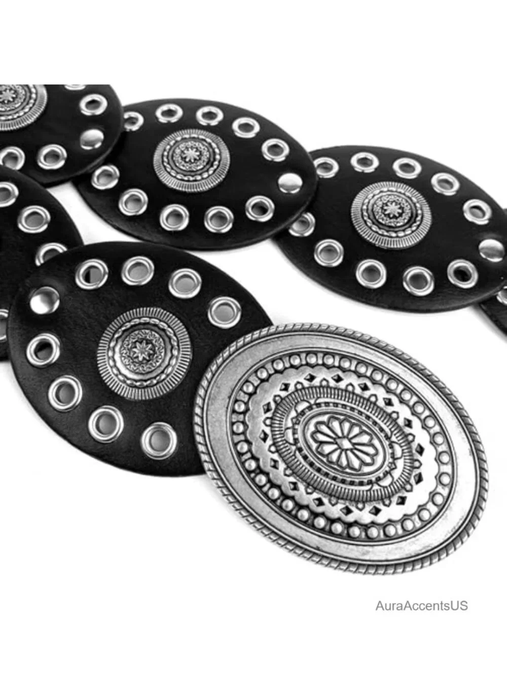Wide Disc Belt PU Leather Western Cowgirl Waist Belt Boho